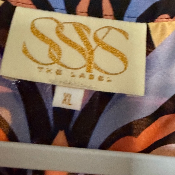 Sleeveless Black Midi Dress with Blue and Lavender Floral Print - Picture 5 of 9